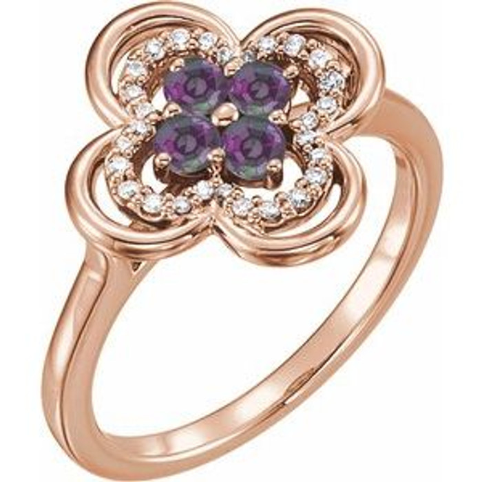 A colorful way to show your love, this alexandrite ring in 14k rose gold is the start of something beautiful.