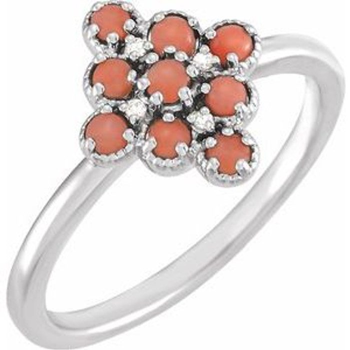 Stylish pink coral ring is a timeless jewelry item made in the highest standards for Gemstone Fashion jewelry. Polished to a brilliant shine.