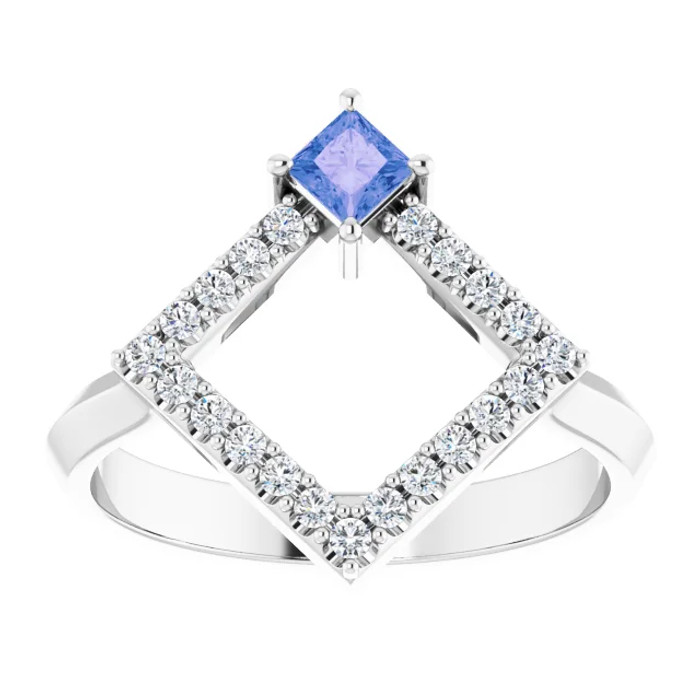 Express your love with this beautiful tanzanite & diamond geometric ring.