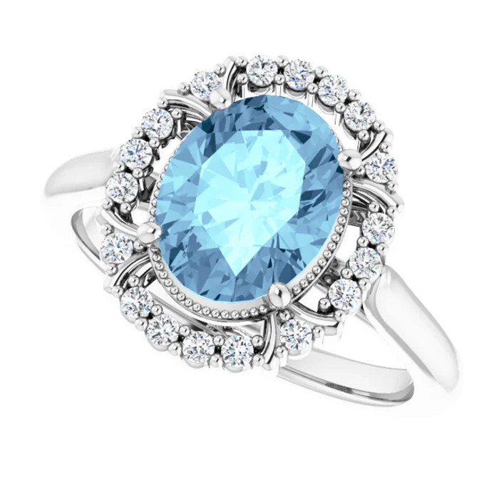 Dainty and feminine, this gemstone ring sets an elegant tone. The ring is set in platinum.