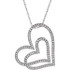 This 14k white gold pendant features a romantic heart inside of a heart adorned with round diamonds. Diamonds are 1/2ctw, H-I in color, and I1 or better in clarity.