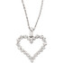 This 14k white gold pendant features a romantic heart adorned with round diamonds. Diamonds are 1ctw, H-I in color, and I1 or better in clarity.