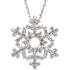 This beautiful and modern diamond pendant for women features brilliant-cut bright round diamonds set in a sparkling 14kt white gold prong setting. This nature themed pendant is uniquely shaped as a snow flake.