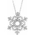 This beautiful and modern diamond pendant for women features brilliant-cut bright round diamonds set in a sparkling 14kt white gold prong setting. This nature themed pendant is uniquely shaped as a snow flake.