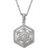 Altogether amazing, the .05 ct. tw. round cut diamond 18" filigree necklace in 14k white gold is just the right piece. This Necklace is sure to impress. This necklace is undeniably a fashion-forward look and masterfully crafted with a bright polished shine.