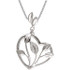 14K Solid White Gold & Genuine Diamonds Leaf Inspired Design Necklace featuring .05 ct. tw. genuine diamonds (H+ color,  l1 Clarity). The pendant  is hung from polished 18" 14K Solid White Gold Chain.  It is perfect for all occasions, elegant and versatile. The wearer will never want to leave home without it.