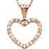 Simple, classic and charming this 1/2 ct. tw. diamond 18" heart necklace in 14kt rose gold is something to behold. This necklace is sure to impress. A high polish makes the 14kt rose gold shine beautifully. This exquisite piece is beautifully crafted with diamond for a truly stunning feel. 1/2 ct. This necklace is undeniably a fashion-forward look and masterfully crafted with a bright polished shine.
