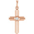 Inspiring and eye-catching, this brilliant diamond pendant showcases beautiful 14k gold or platinum. This simple cross has rich round full-cut genuine diamond measuring .06 ct. tw. and has a bright polish to shine.