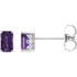 These lovely 14k white gold earrings each feature a genuine 5 x 3mm Emerald/Octagon amethyst. Polished to a brilliant shine.