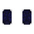 These lovely 14k white gold earrings each feature a created 5 x 3mm Emerald/Octagon blue sapphire. Polished to a brilliant shine.