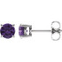 Sparkling and timely, these hand-selected gemstone earrings feature vivid purple amethyst gemstones set in 14k white gold four-prong settings.