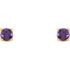 Classic and sophisticated, these genuine amethyst stud earrings are a lovely look any time. Fashioned in sleek 14K yellow gold, each earring features a 2.5mm round purple amethyst in a durable four-prong setting. Polished to a brilliant shine, these earrings secure comfortably with friction backs.