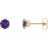 Classic and sophisticated, these genuine amethyst stud earrings are a lovely look any time. Fashioned in sleek 14K yellow gold, each earring features a 5.0mm round purple amethyst in a durable four-prong setting. Polished to a brilliant shine, these earrings secure comfortably with friction backs.