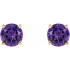 Classic and sophisticated, these genuine amethyst stud earrings are a lovely look any time. Fashioned in sleek 14K yellow gold, each earring features a 5.0mm round purple amethyst in a durable four-prong setting. Polished to a brilliant shine, these earrings secure comfortably with friction backs.