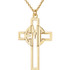 Make your faith personal with this stylish monogram fashion pendant. Created in warm 14K yellow gold/sterling silver, this cut-out cross pendant can be customized with the three initials of your choice, sculpted in a bold block monogram font. Enter the initials in the order you would like them, left to right (the center initial will be larger as shown.) Polished to a bright shine, the pendant suspends along an 16.0 or 18.0-inch rope chain that secures with a spring-ring clasp.