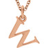Casual and chic, a lower case initial necklace says a lot about your style. These 16-inch necklaces are available in 14kt white, yellow and rose gold.