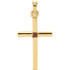 Inspiring and stylish, this stunning 14k yellow gold genuine mozambique garnet cross pendant. Garnet are round faceted cut and AA in quality. Gemstone cross pendant is 22.65x11.4mm. Polished to a brilliant shine. Chain sold separately!