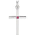 Embrace your faith with this stunning platinum genuine ruby cross pendant. Ruby is a round diamond cut and AA in quality. Cross pendant is 22.65mm in length and 11.40mm in width. Polished to a brilliant shine.