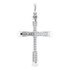 As dazzling and brilliant as your faith this sleek and simple cross is fashioned of micro pave with sparkling round diamond accents. Simple meaningful and dazzling with diamonds this cross pendant has it all. Fashioned in 14K white gold this traditional design is beautifully set with shimmering white diamonds. Radiant with 1/4 ct. t.w. of diamonds and polished to a brilliant shine.