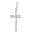 As dazzling and brilliant as your faith this sleek and simple cross is fashioned of micro pave with sparkling round diamond accents. Simple meaningful and dazzling with diamonds this cross pendant has it all. Fashioned in 14K white gold this traditional design is beautifully set with shimmering white diamonds. Radiant with 1/4 ct. t.w. of diamonds and polished to a brilliant shine.