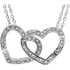 A pair of interlocking hearts swings from this sweet necklace for her. Styled in lustrous 925 sterling silver, the hearts are adorned with diamonds for the perfect touch of brilliance. The pendant has a total diamond weight of 1/6 carat and is suspended from an 18-inch cable chain secured with a spring ring clasp.