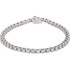 Beautifully crafted, this diamond tennis bracelet features forty-six round, brilliant cut diamonds that are set in a four-prong straight line design. 