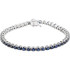 Striking in design, this petite sapphire 7" bracelet features 46 rich blue sapphires set in 14k white gold with a box catch clasp and hidden safety.