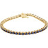 Striking in design, this petite sapphire 7.00" bracelet features 46 rich blue sapphires set in 14k yellow gold with a box catch clasp and hidden safety.