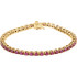 A timeless classic-look is found in this 14Kt yellow gold 7" bracelet featuring an array of 3mm rubies.