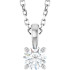 The elegant look of a dazzling solitaire diamond pendant is a jewelry essential in every women's collection. A fiery Round Cut diamond is securely prong set onto a lustrous 14K White Gold setting. The sparkling Round diamond weighs 1/4 ct.(Diamond Color G-H (near colorless), Clarity SI2-SI3) and is suspended in pure elegance on an 18 inch chain.