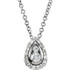 If you want to make a real entrance, don this dramatic diamond pendant necklace. All eyes will be on you and your jeweled d'colletage. You will be instantly transfixed into the one they all want to know even if they are not the actual guest of honor. Set in 14K white gold, this pendant is adorned with 19 diamonds weighing .25ct tw.