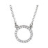 This necklace features a dazzling assortment of round diamonds set in a circle of 14K white gold. Comes with an 16.5 Inch necklace. The total diamond weight is 1/10 ct . A very fine piece of jewelry. 