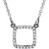 Diamond Square Pendant In 14K White Gold measures 10.51x11.52mm and has a bright polish to shine. This item comes with a 16" solid cable chain.