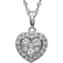 Beautiful 14Kt white gold halo-style heart necklace features white shimmering diamonds with 3/8 carats of diamonds hanging from a 18" inch chain which is included. 