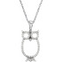 Beautiful 14Kt white gold owl necklace featuring white shimmering diamonds with 1/4 carats of diamonds hanging from a 16" inch chain which is included. 
