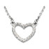 Beautiful 14Kt white gold heart necklace features white shimmering diamonds with 1/8 carats of diamonds hanging from a 16" inch chain which is included.