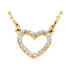 Beautiful 14Kt yellow gold heart necklace features white shimmering diamonds with 1/10 carats of diamonds hanging from a 16" inch chain which is included.