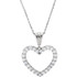 The 1/4 ct. tw. diamond 18" heart necklace in 14kt white gold showcases an enchanting design with a dash of flash. This necklace is sure to impress. Intricate design and amazing detail complemented by the 14kt white gold. This magnificent piece sparkles with shimmering diamond. 1/4 ct. This necklace undeniably a fashion-forward look and masterfully crafted with a bright polished shine.