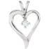 Beautiful 14Kt white gold heart necklace features a single white shimmering diamond with 1/10 carats hanging from a 18" inch solid rope chain which is included.