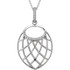 Beautiful 14Kt white gold necklace features a unique design with white shimmering diamonds hanging from a 18" inch chain which is included. 