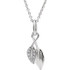 Beautiful 14Kt white gold leaf necklace features white shimmering diamonds with .06 carats of diamonds hanging from a 18" inch chain which is included.