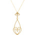 Beautiful 14Kt yellow gold Fleur-De-Lis necklace features white shimmering diamonds with .05 carats of diamonds hanging from a 18" inch chain which is included.