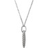 Beautiful 14Kt white gold pierced style necklace features white shimmering diamonds with 1/8 carats of diamonds hanging from a 18" inch chain which is included.