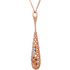 Beautiful 14Kt rose gold necklace features white shimmering diamonds with 1/3 carats of diamonds hanging from a 18" inch chain which is included. 