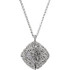 Beautiful 14Kt white gold 18" rolo necklace features white shimmering diamonds with .08 carats of diamonds.