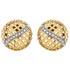 Superb style is found in these 14Kt yellow gold button earrings accented with the brilliance of round full cut diamonds. 