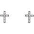 Share your faith with these diamond cross earrings with 22 round full cut diamonds.

Set in platinum, these cross shaped earrings feature a total weight of 0.06 carats of diamond light.

These stud-style cross earrings with their diamond sparkle sit close to the ear and are sure to light up any outfit, any time. 