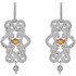 Wonderful 14Kt white gold dangle earrings with genuine citrine and full cut diamonds. Diamonds are G-H in color and I1 or better in clarity. Polished to a brilliant shine.