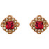 Chatham® Created Ruby & 1/10 CTW Diamond Earrings In 14K Rose Gold