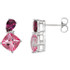 Beautiful multi shape earrings featuring gorgeous Garnet Rhodolite and Topaz Passion gemstones. Diamonds are G-H in color and SI2-SI3 or better in clarity. Polished to a brilliant shine. 